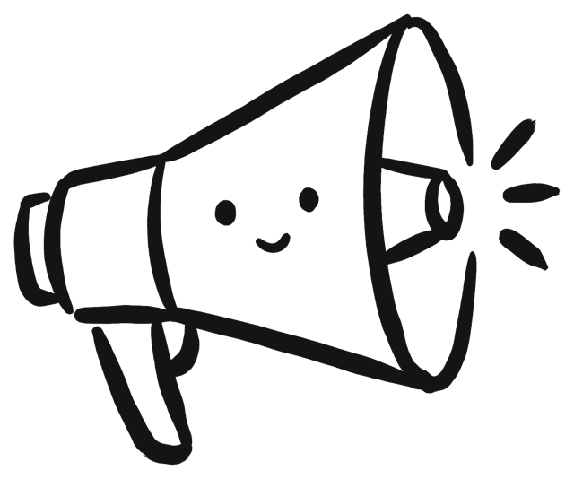 Hand-drawn megaphone announcing that the deal is live