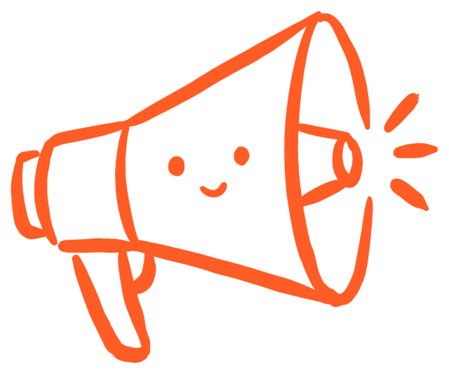 Hand-drawn megaphone announcing that the deal is live
